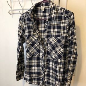 Cream and Navy Lightweight Plaid Shirt!